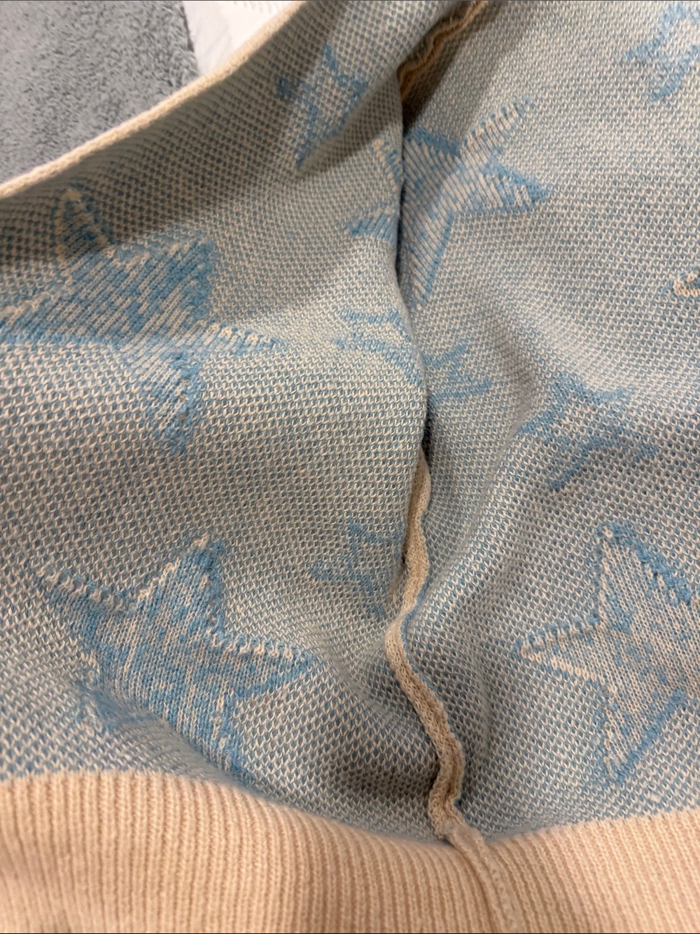 POL Small Oatmeal Blue Star Bouclé Open Front Cardigan Cozy Oversized Boho - Picture 4 of 9
